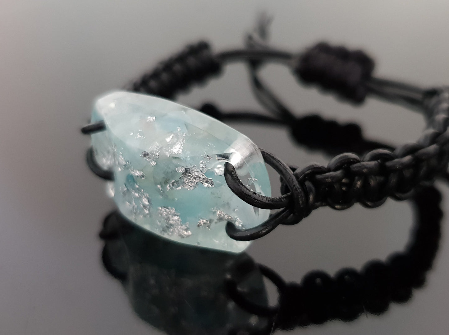 Aquamarine Orgonite orgone bracelet, silver, Reiki infused talisman, strong amulet, crystal chakra healing, love, protection