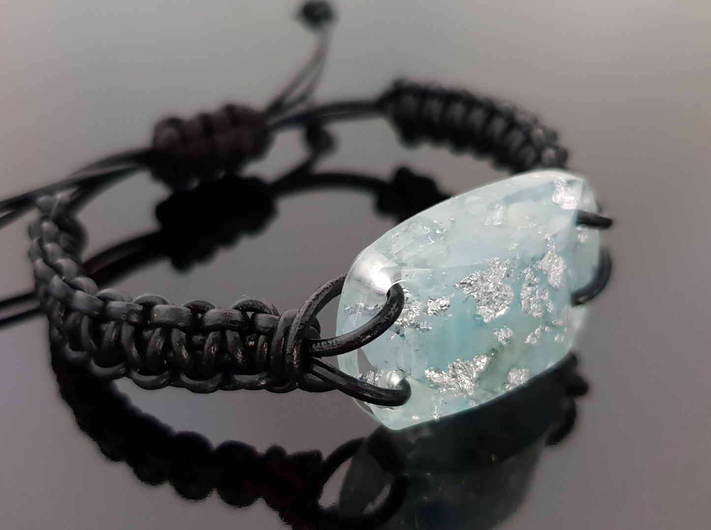 Aquamarine Orgonite orgone bracelet, silver, Reiki infused talisman, strong amulet, crystal chakra healing, love, protection