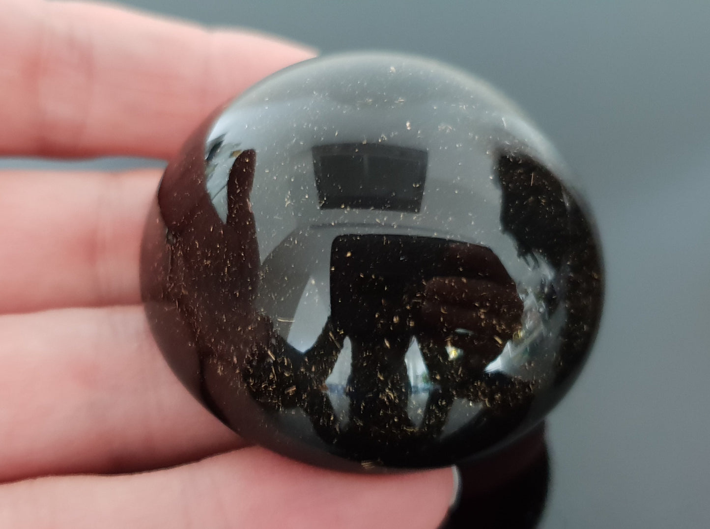 Black Sun pocket Orgonite orgone dome / hemisphere. Black tourmaline, Elite Shungite, brass. EMF protection