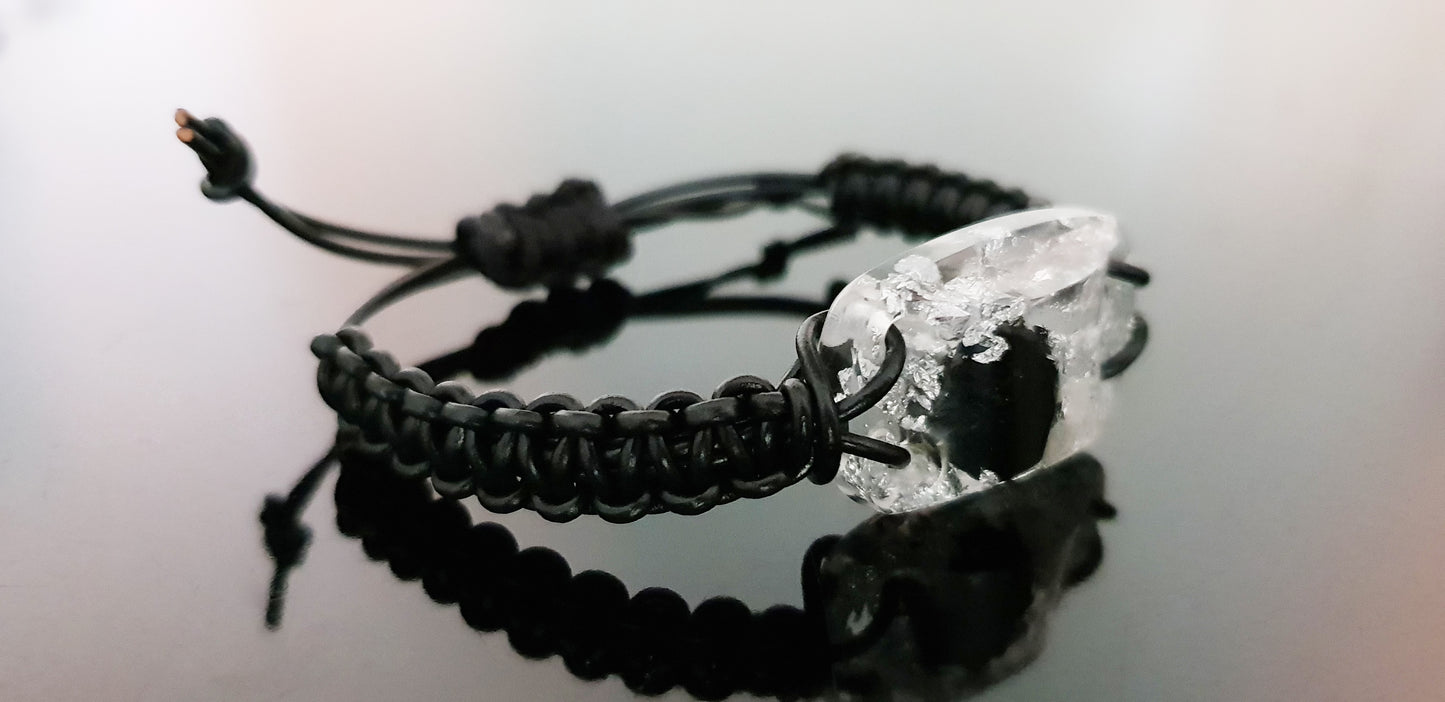 Orgonite bracelet amulet. Reiki crystal chakra bracelet. Diamonds, Black tourmaline, Herkimer, EMF protection