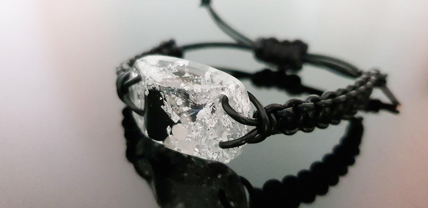 Orgonite bracelet amulet. Reiki crystal chakra bracelet. Diamonds, Black tourmaline, Herkimer, EMF protection