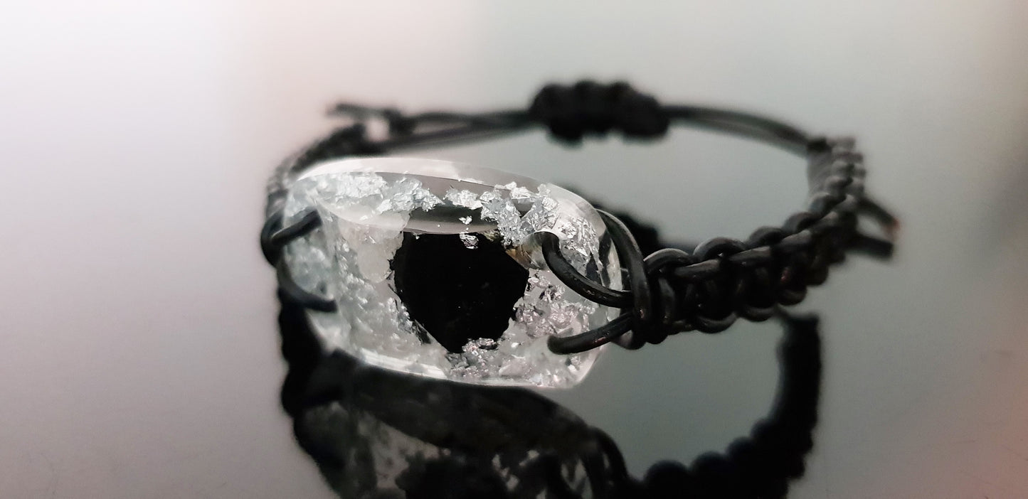 Orgonite bracelet amulet. Reiki crystal chakra bracelet. Diamonds, Black tourmaline, Herkimer, EMF protection