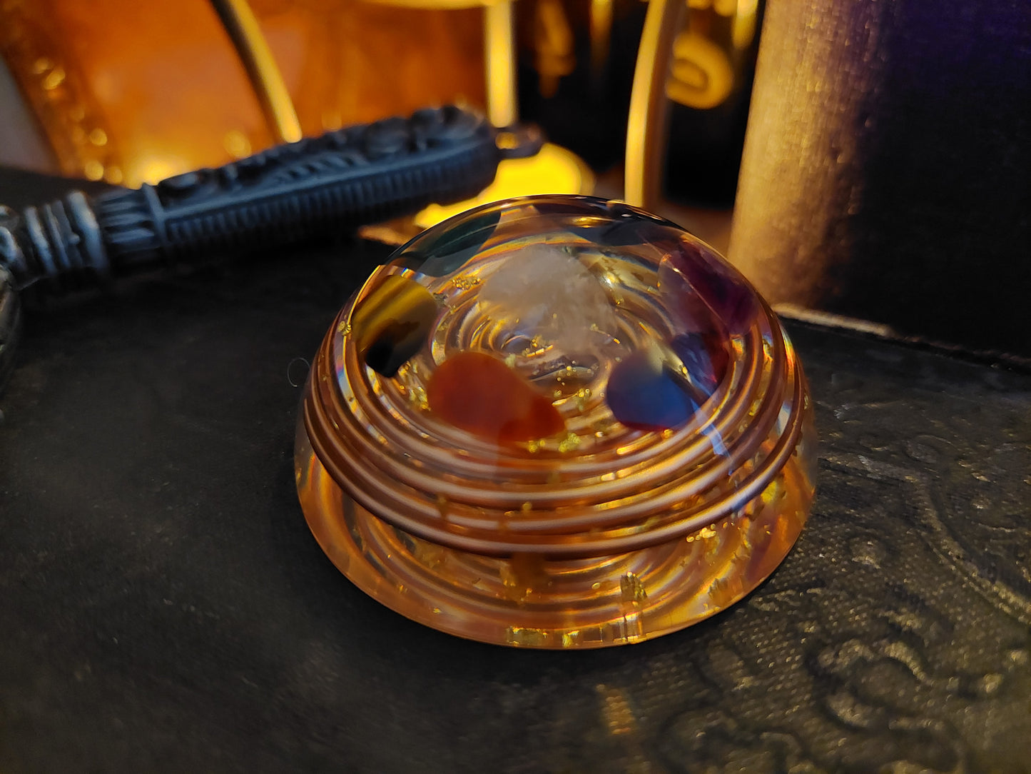 Pocket Orgonite orgone dome - 7 chakra healing, charging, Reiki infused, programmed and activated