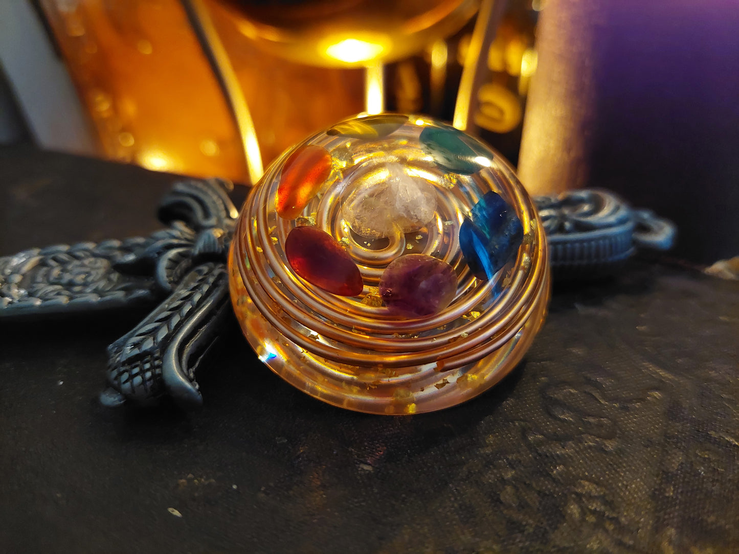 Pocket Orgonite orgone dome - 7 chakra healing, charging, Reiki infused, programmed and activated