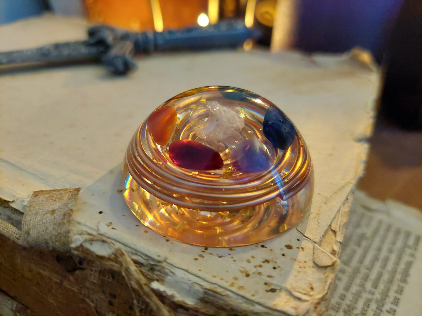 Pocket Orgonite orgone dome - 7 chakra healing, charging, Reiki infused, programmed and activated