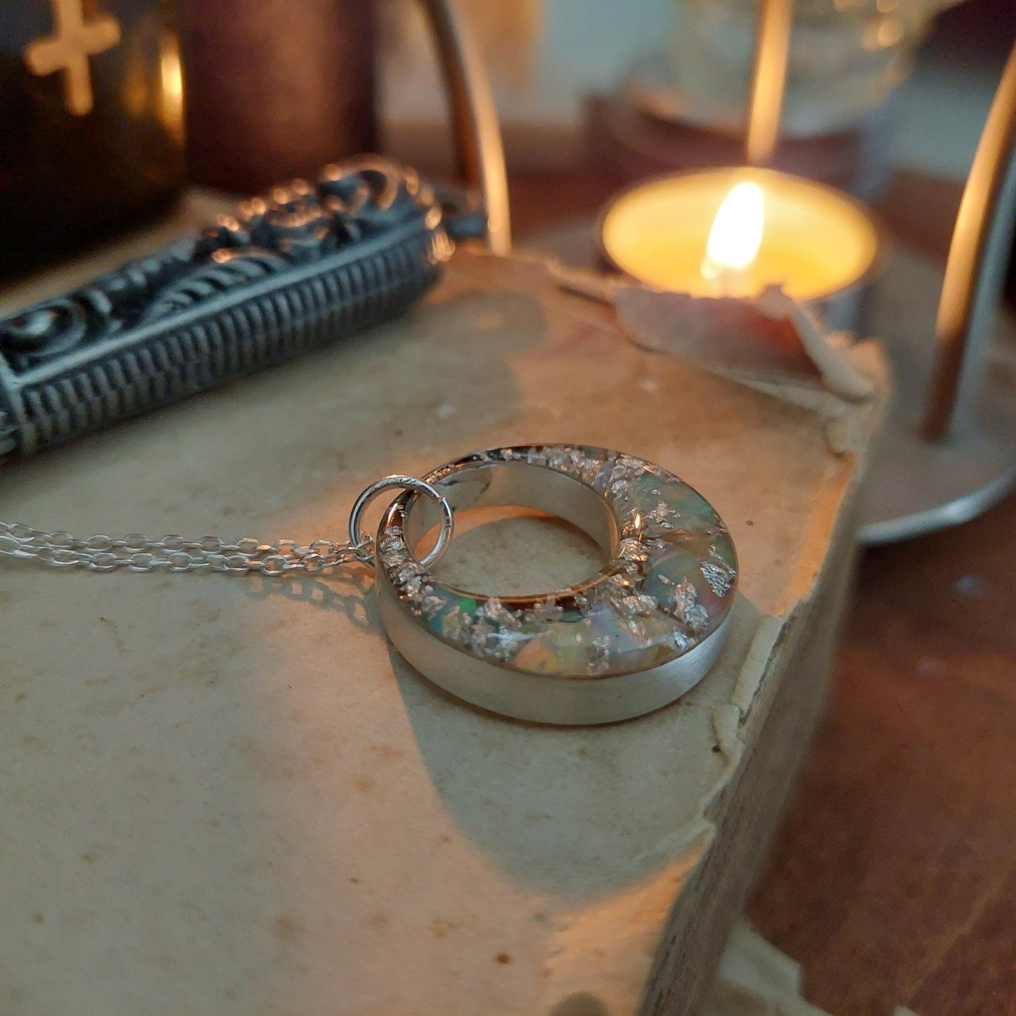 Colgante de orgonita - collar, amuleto, encanto, poderoso amuleto de plata de primera ley con ópalo natural