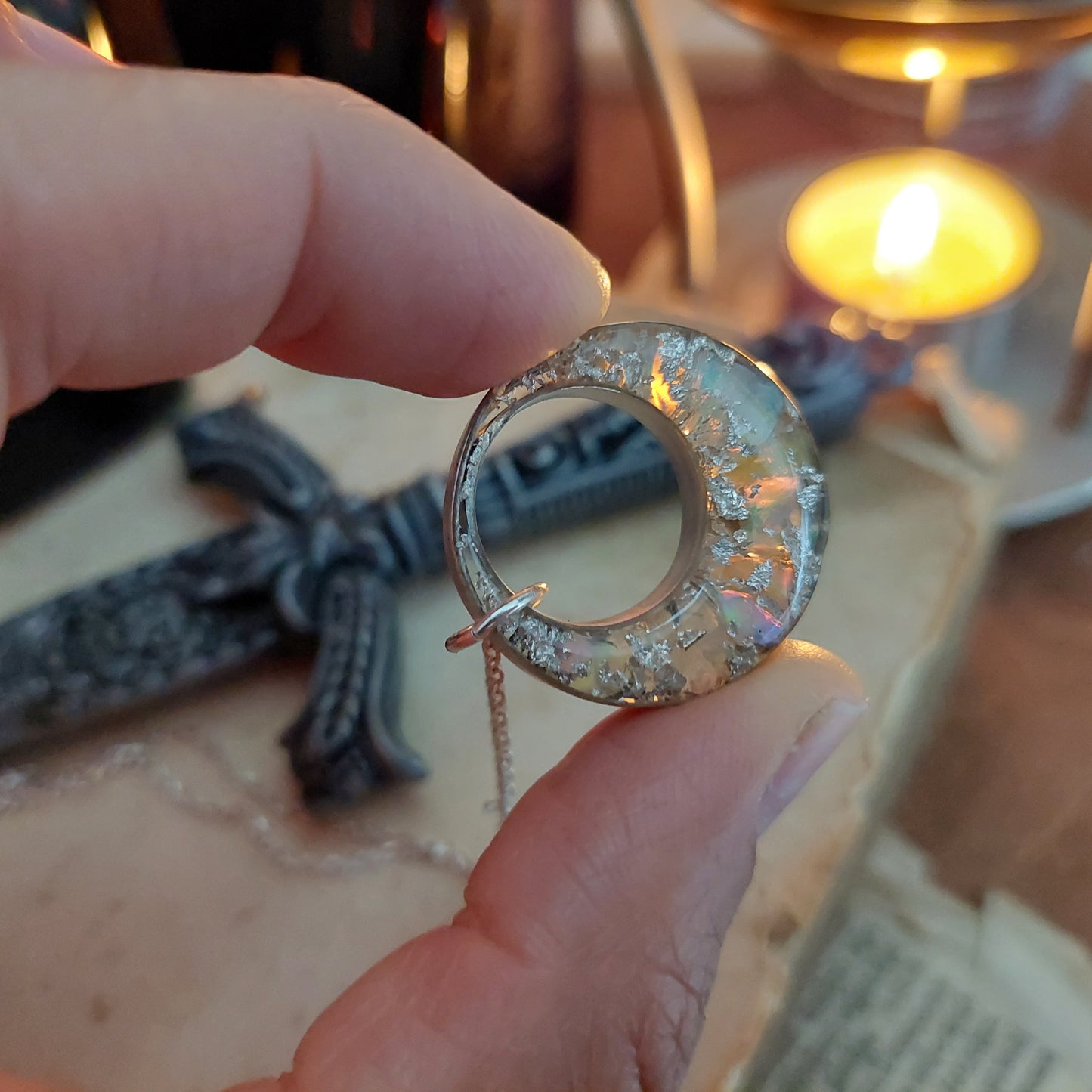 Colgante de orgonita - collar, amuleto, encanto, poderoso amuleto de plata de primera ley con ópalo natural