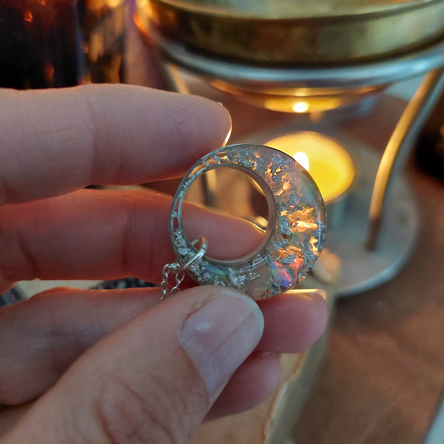 Colgante de orgonita - collar, amuleto, encanto, poderoso amuleto de plata de primera ley con ópalo natural