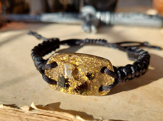 Orgonite bracelet with most powerful combination! Diamonds, Herkimer, Moldavite, Nuummite, Saffordite, Black Tourmaline