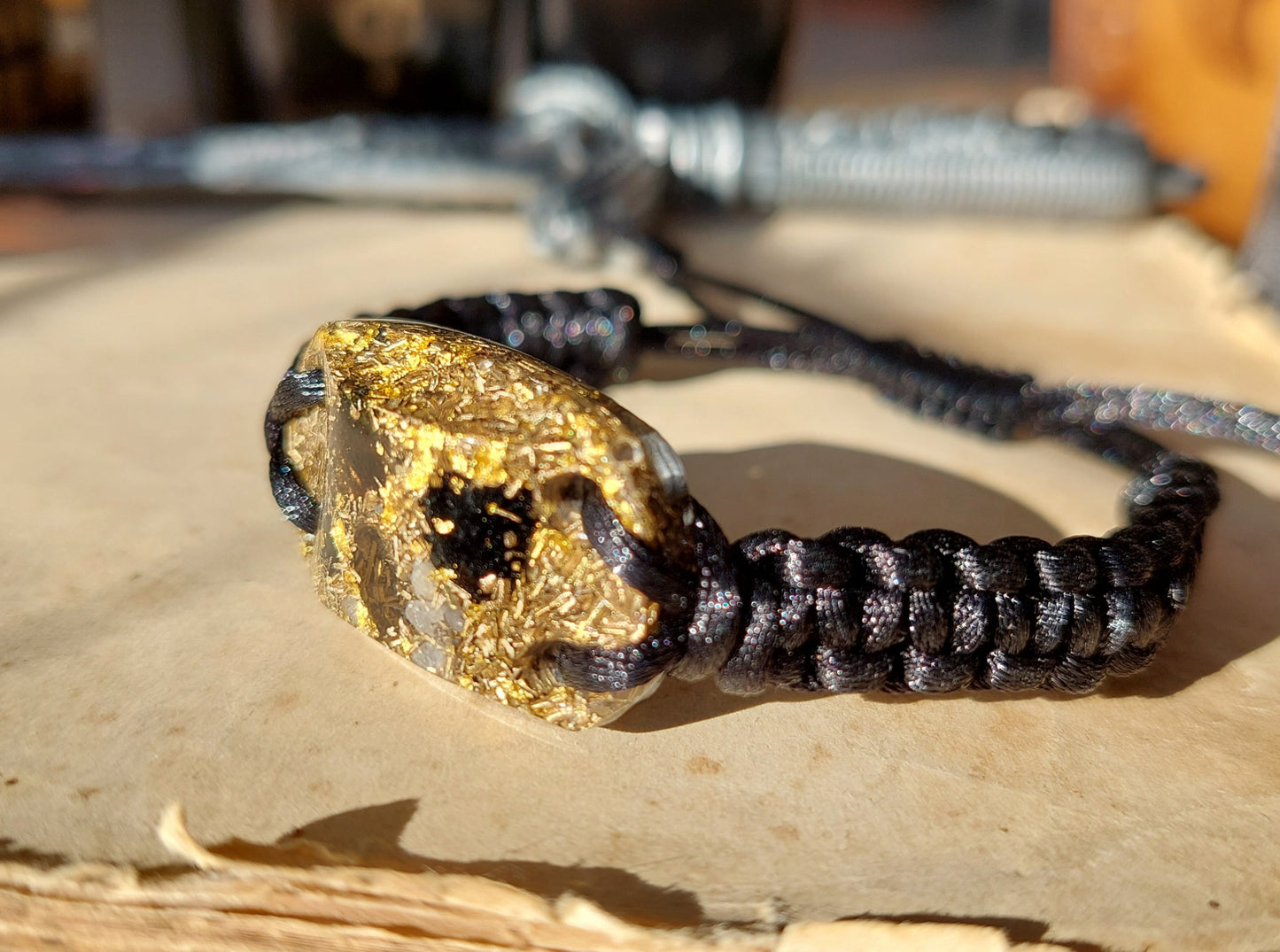 Orgonite bracelet with most powerful combination! Diamonds, Herkimer, Moldavite, Nuummite, Saffordite, Black Tourmaline