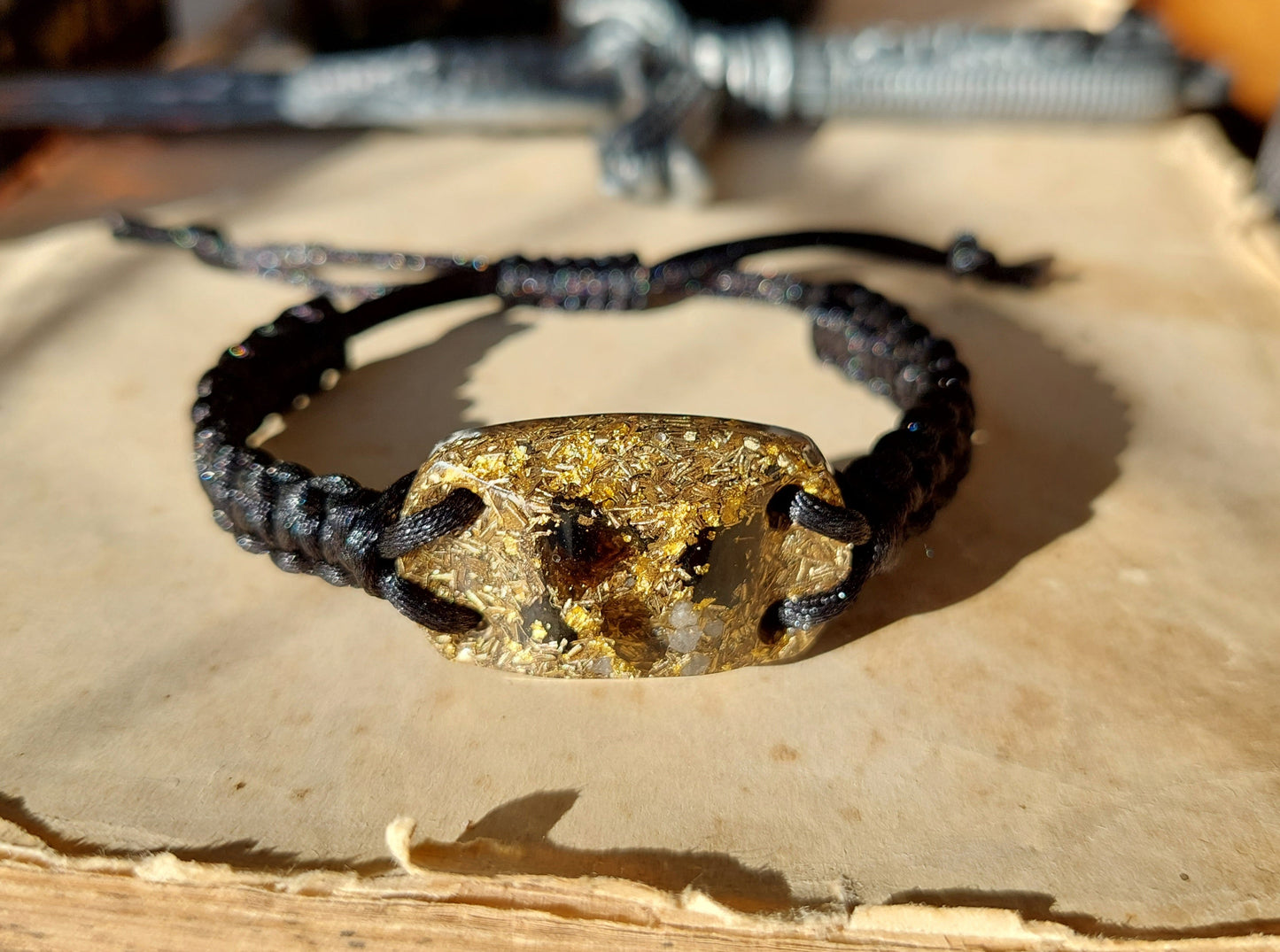 Orgonite bracelet with most powerful combination! Diamonds, Herkimer, Moldavite, Nuummite, Saffordite, Black Tourmaline