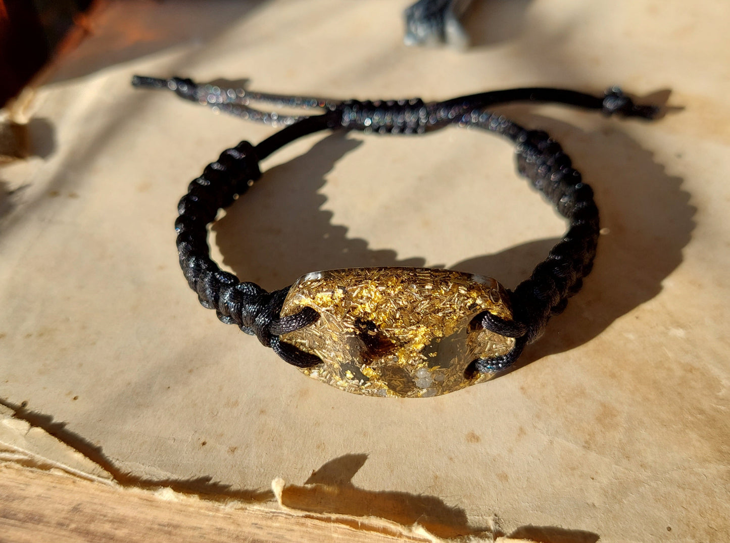 Orgonite bracelet with most powerful combination! Diamonds, Herkimer, Moldavite, Nuummite, Saffordite, Black Tourmaline
