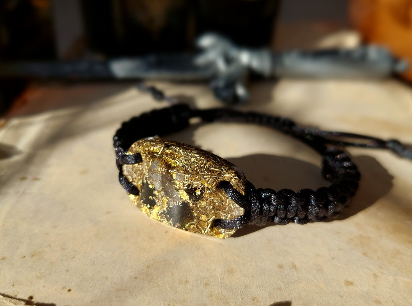 Orgonite bracelet with most powerful combination! Diamonds, Herkimer, Moldavite, Nuummite, Saffordite, Black Tourmaline