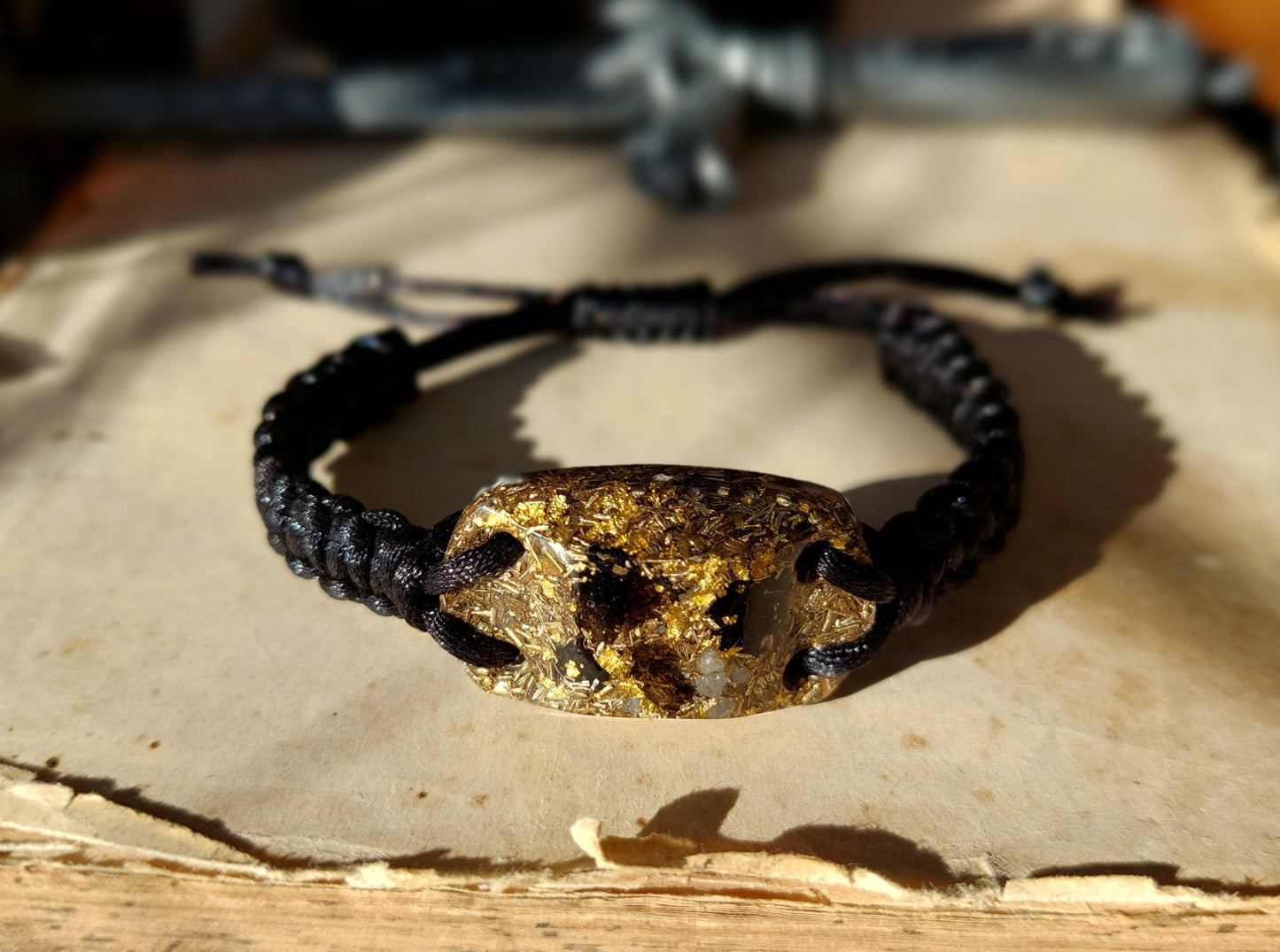 Orgonite bracelet with most powerful combination! Diamonds, Herkimer, Moldavite, Nuummite, Saffordite, Black Tourmaline