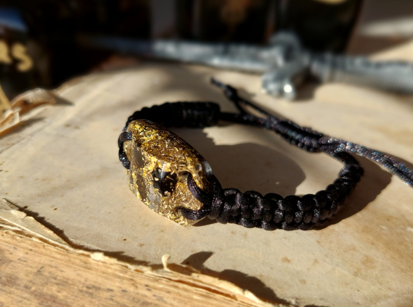 Orgonite bracelet with most powerful combination! Diamonds, Herkimer, Moldavite, Nuummite, Saffordite, Black Tourmaline