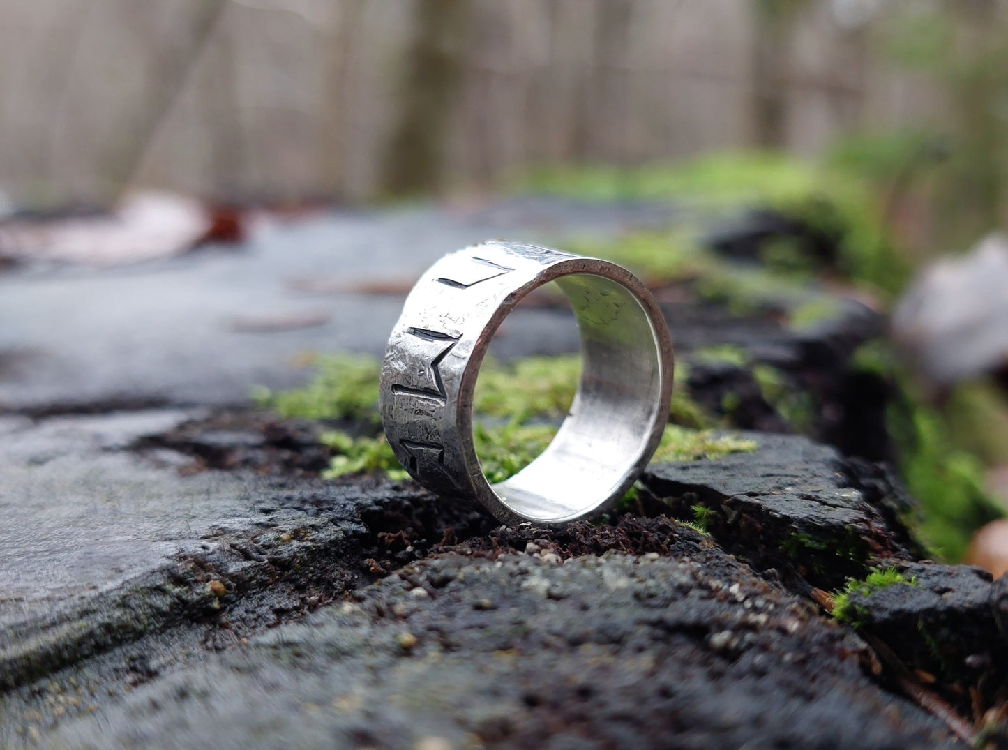 Real Money, luck, prosperity amulet, rustic sterling silver ring with celtic, viking runes formula. Powerful enchanted talisman