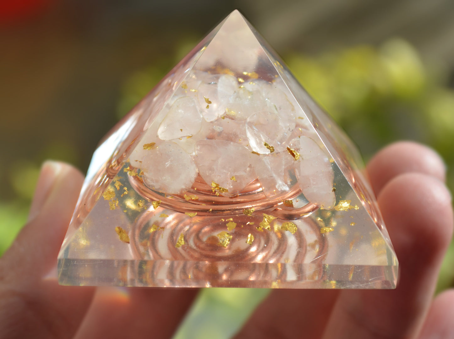 Rose quartz Orgonite orgone Pyramid - love, meditation