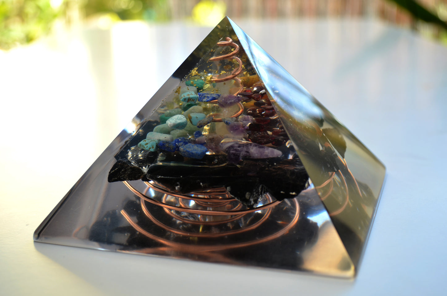 Orgonite orgone Pyramid, Money wealth and luck attraction Magnet - 7 chakra, Reiki, rainbow pyramid, money amulet, enchanted