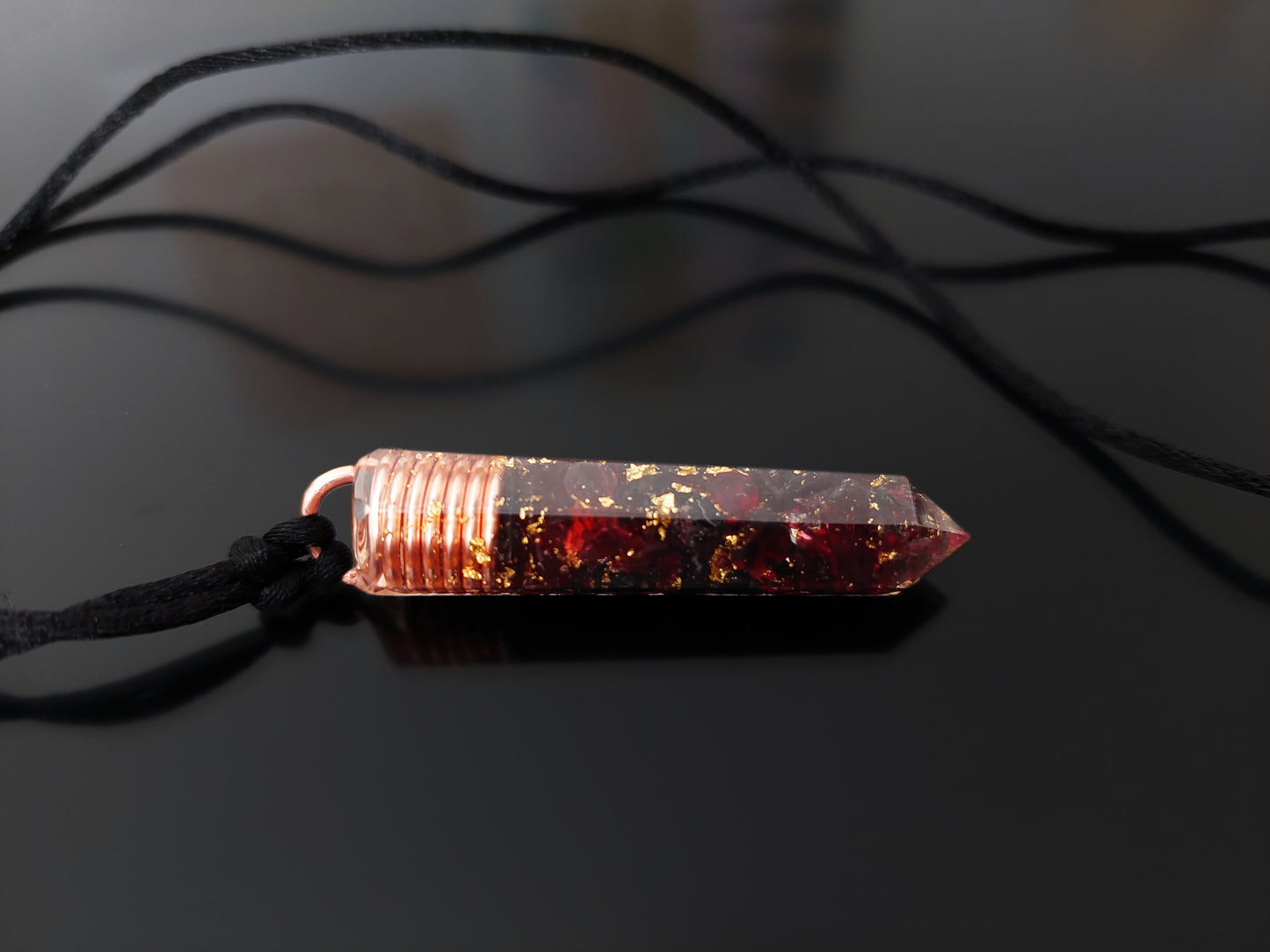 Garnet Orgonite orgone pendant necklace, 24k gold, Wealth, Money, luck, Love, Reiki infused, charged wealth amulet