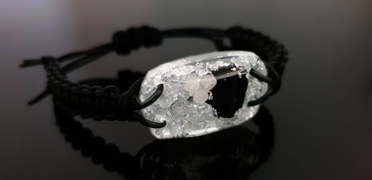 Orgonite bracelet amulet. Reiki crystal chakra bracelet. Diamonds, Black tourmaline, Herkimer, EMF protection