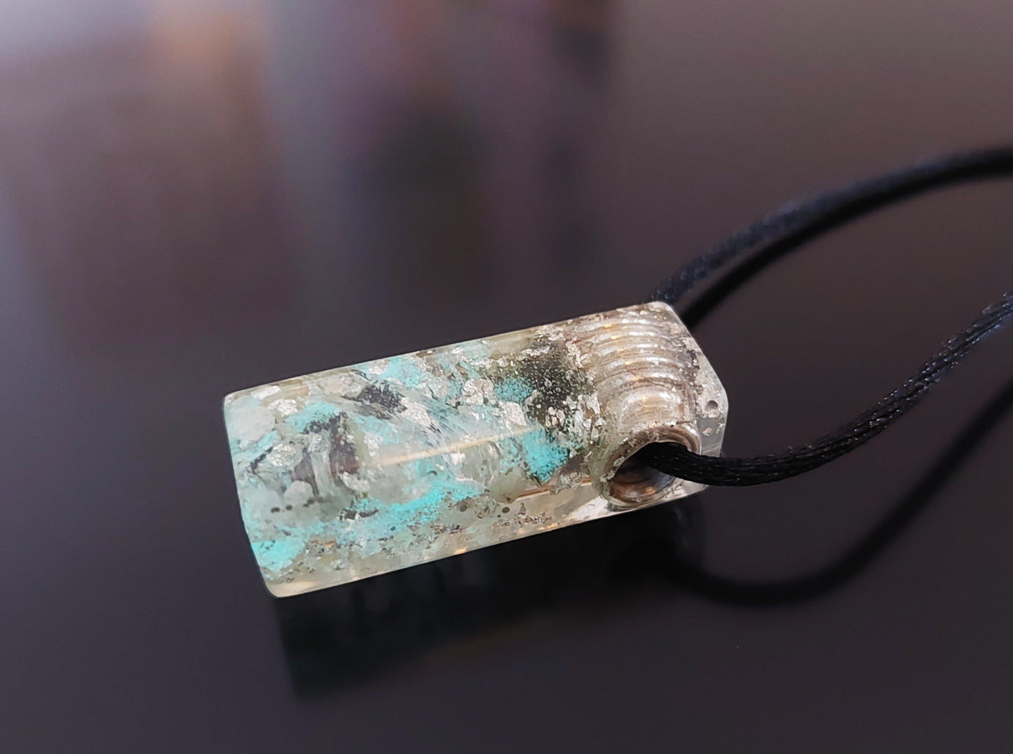 Orgonite orgone pendant, necklace - diamonds, Moldavite, Herkimer, Rhodozite, Danburite, sterling silver, glow in the dark