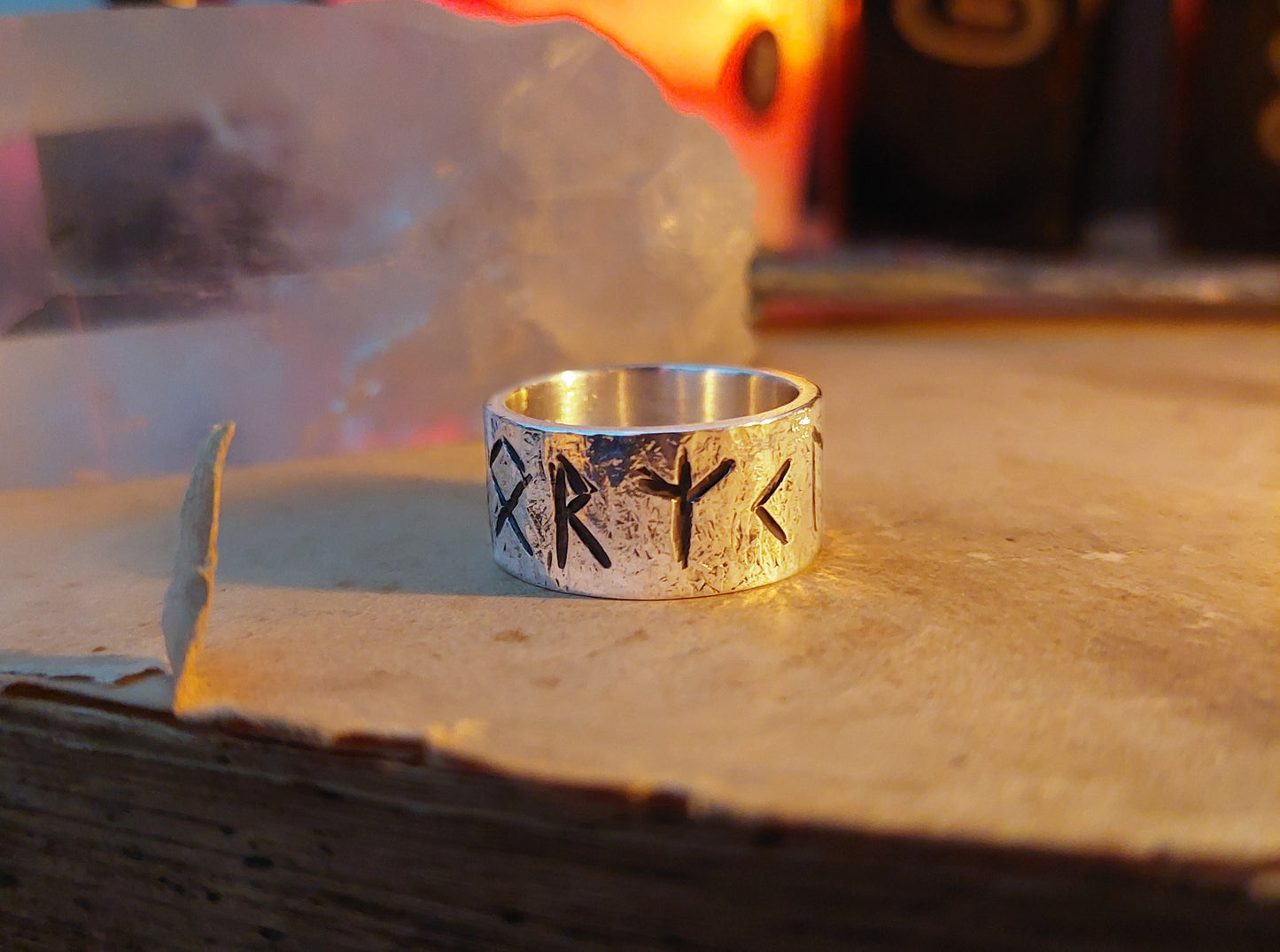 Rune ring amulet. Spiritual Growth and Protection, rustic sterling silver ring with celtic, viking runes formula.