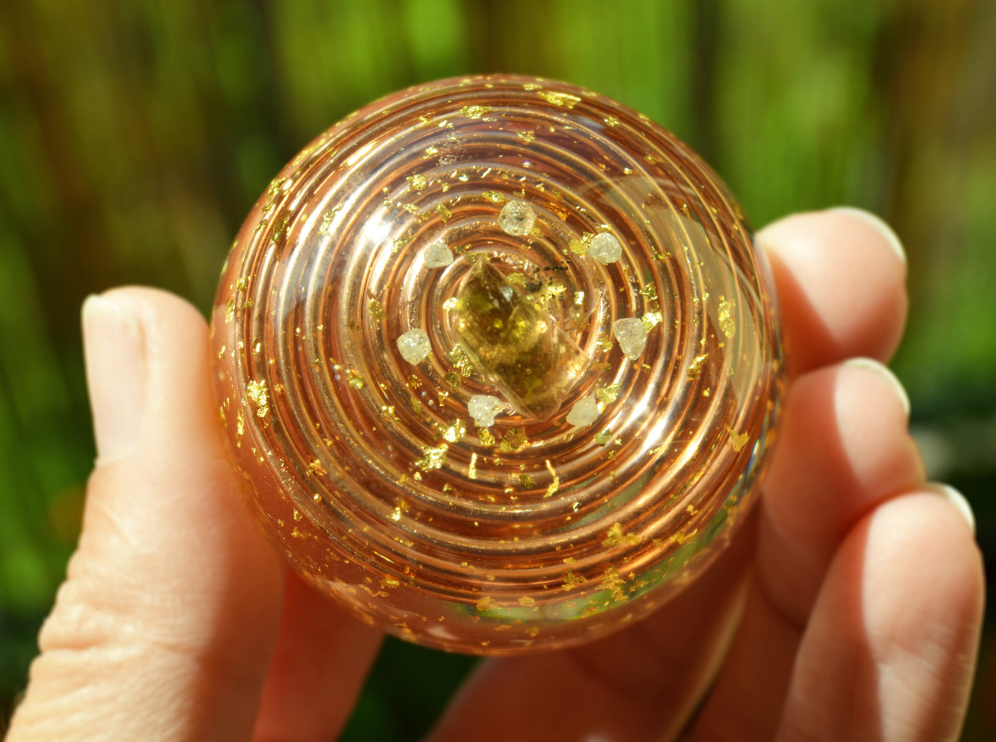 Pocket orgonite hemisphere dome with most powerful crystals combination and vortex