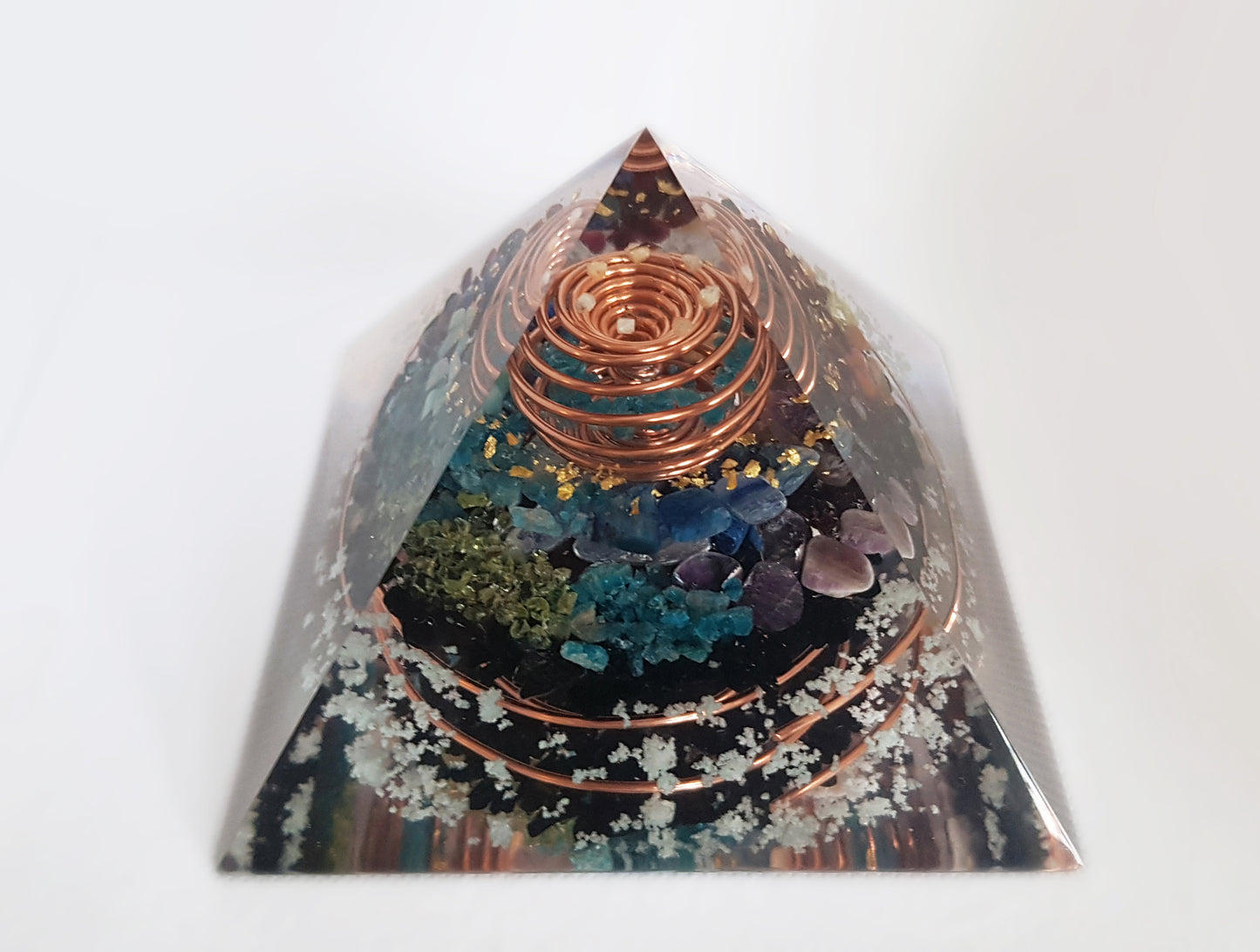 Orgonite orgone Pyramid, 7 chakra healing, glow in the dark, vortex, Reiki programmed, high vibrations