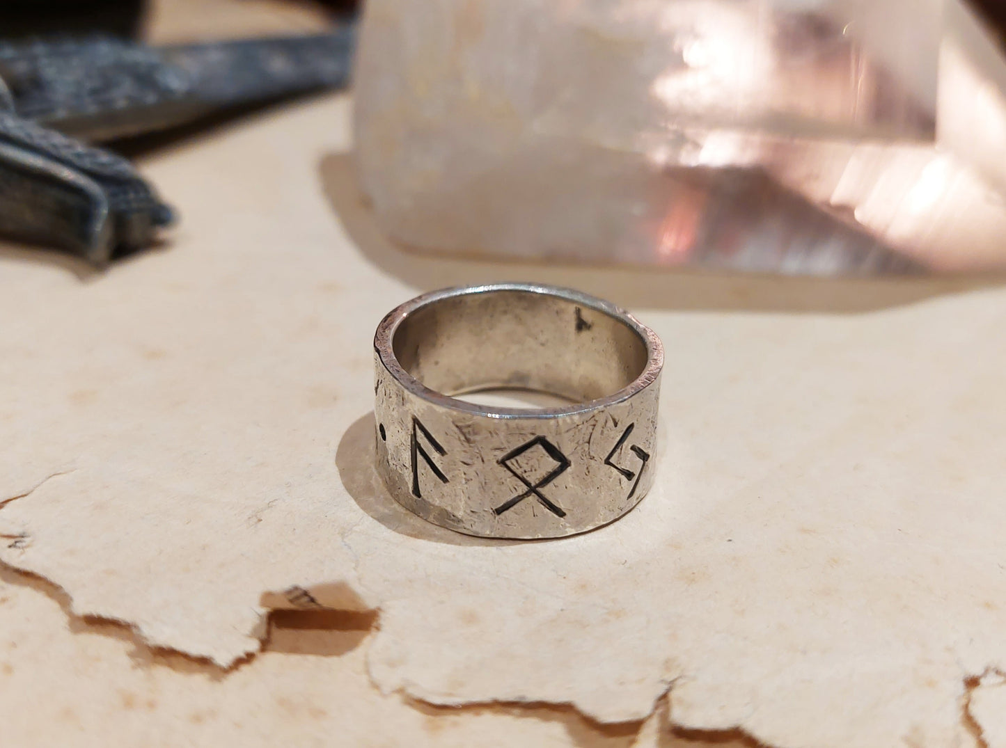 Real Money, luck, prosperity amulet, rustic sterling silver ring with celtic, viking runes formula. Powerful enchanted talisman