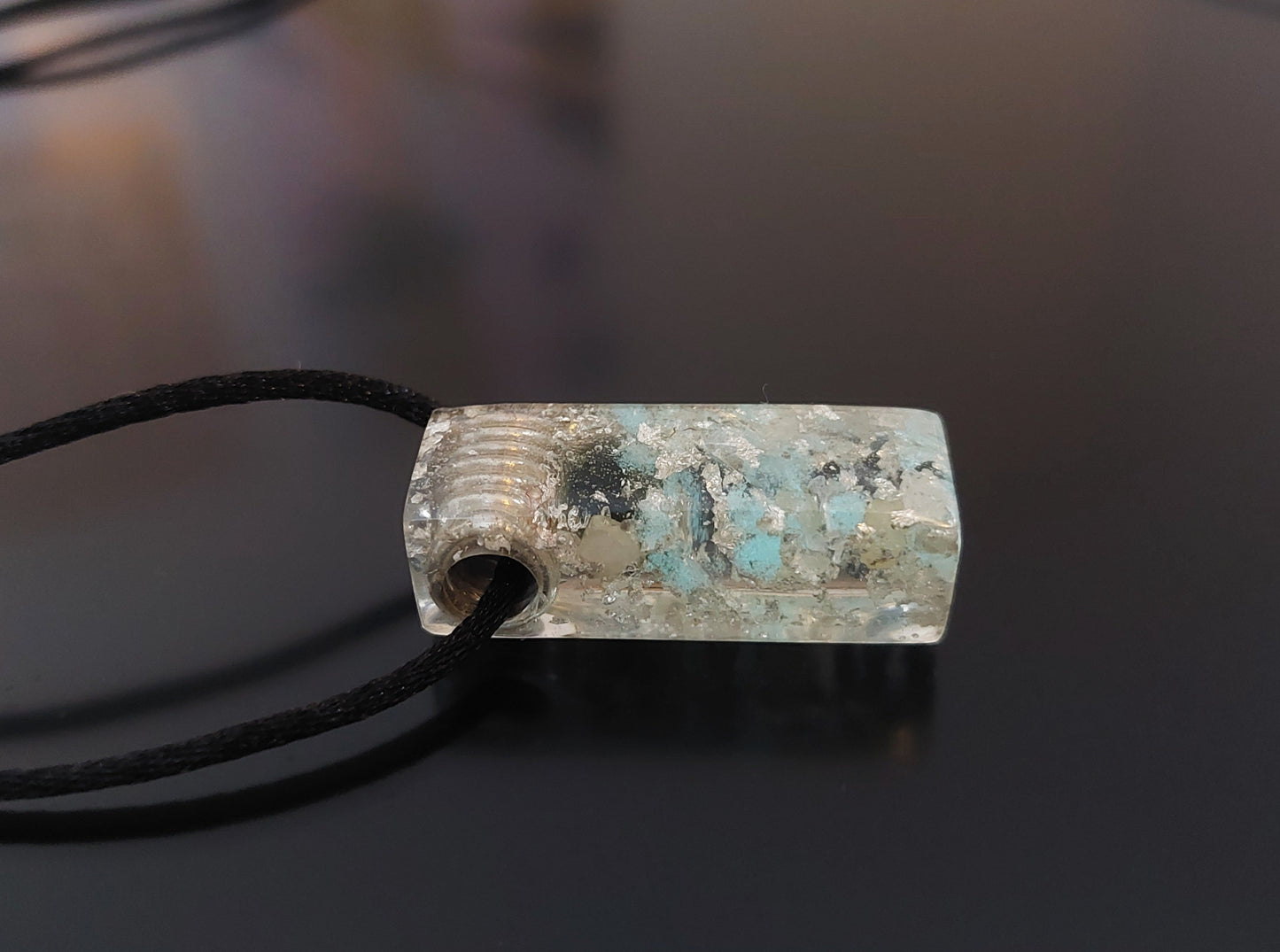 Orgonite orgone pendant, necklace - diamonds, Moldavite, Herkimer, Rhodozite, Danburite, sterling silver, glow in the dark