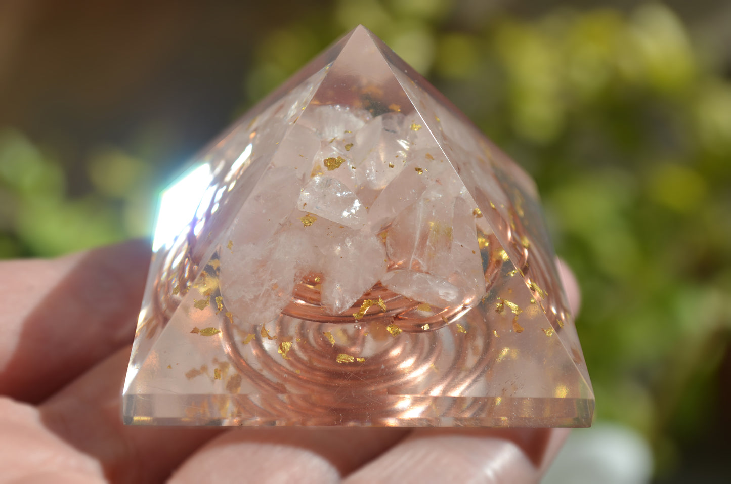Rose quartz Orgonite orgone Pyramid - love, meditation