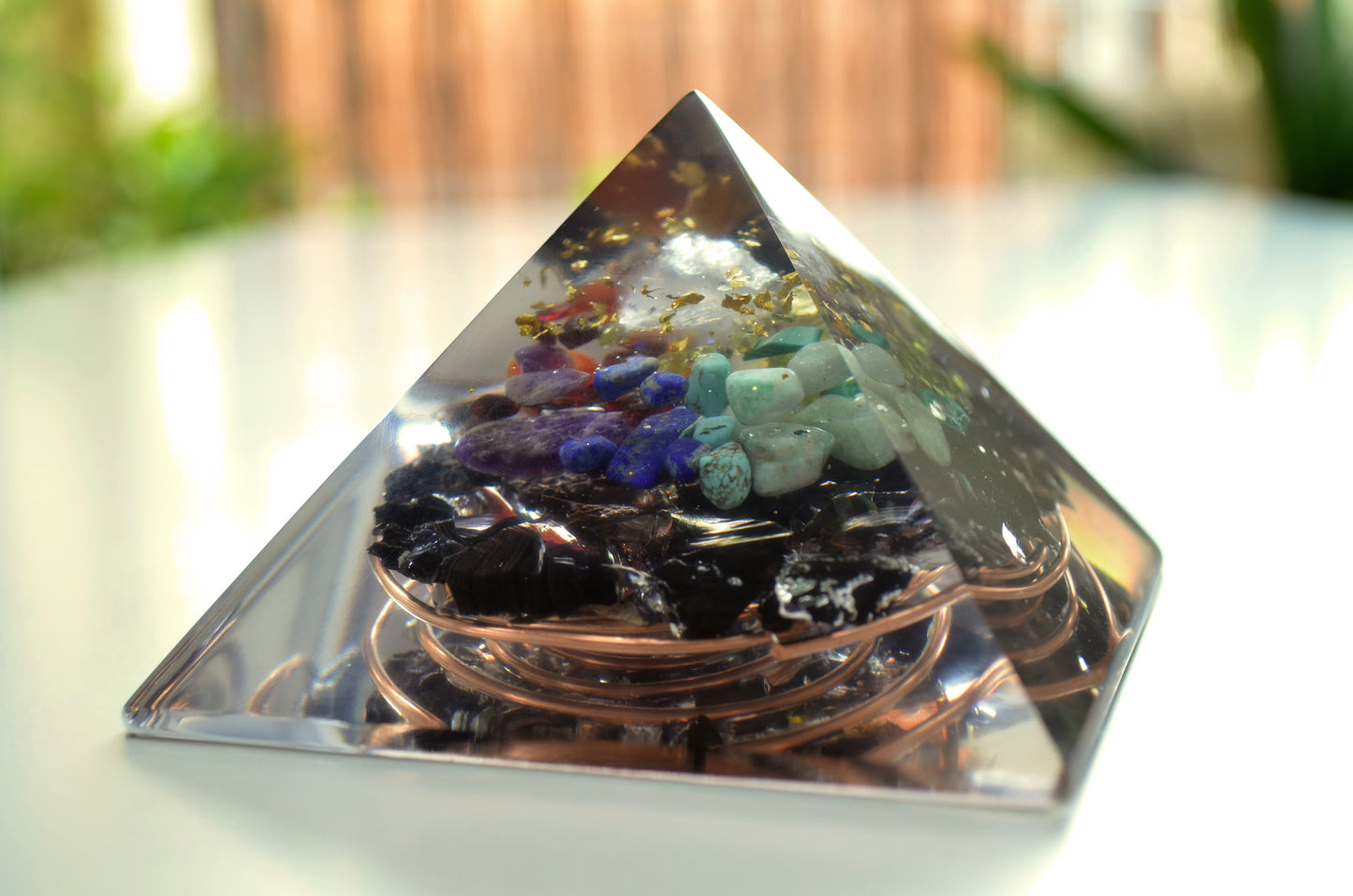 Orgonite pyramid, 7 chakra, Money attraction magnet