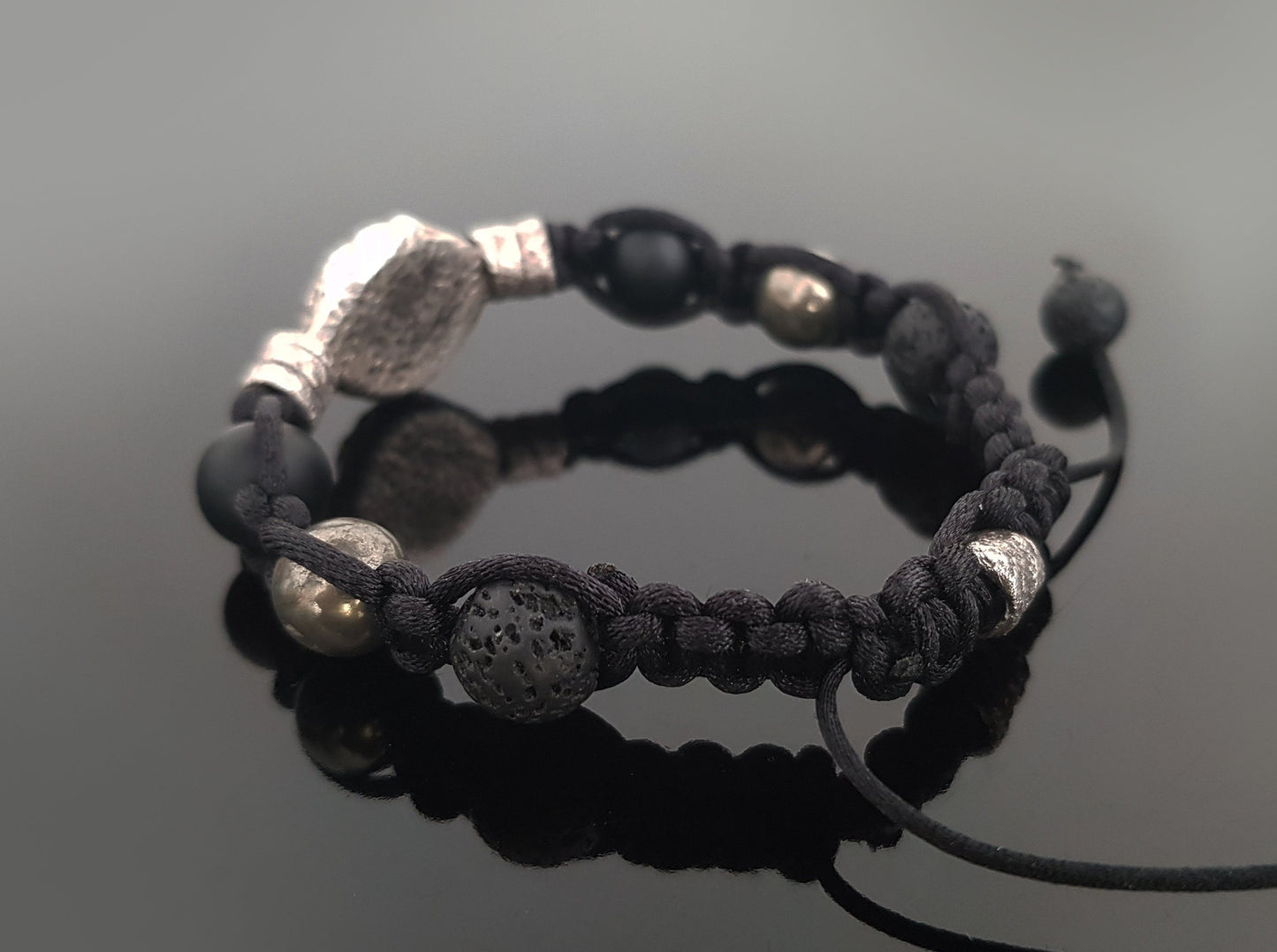Shamballa orgonite bracelet, Moldavite, diamonds, herkimer, Onyx, pyrite,silver