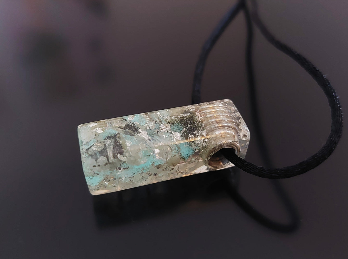Orgonite orgone pendant, necklace - diamonds, Moldavite, Herkimer, Rhodozite, Danburite, sterling silver, glow in the dark