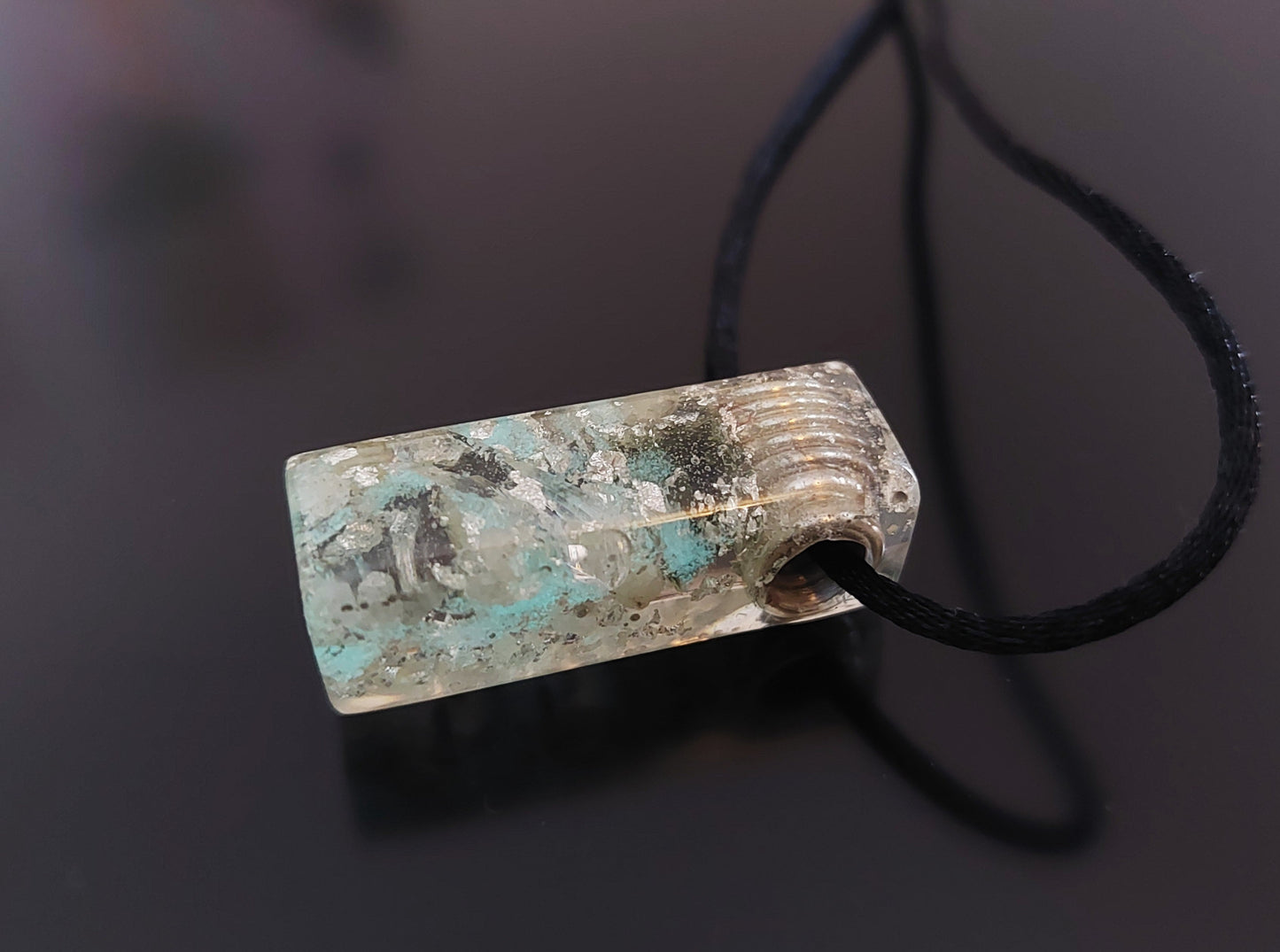 Orgonite orgone pendant, necklace - diamonds, Moldavite, Herkimer, Rhodozite, Danburite, sterling silver, high vibrations