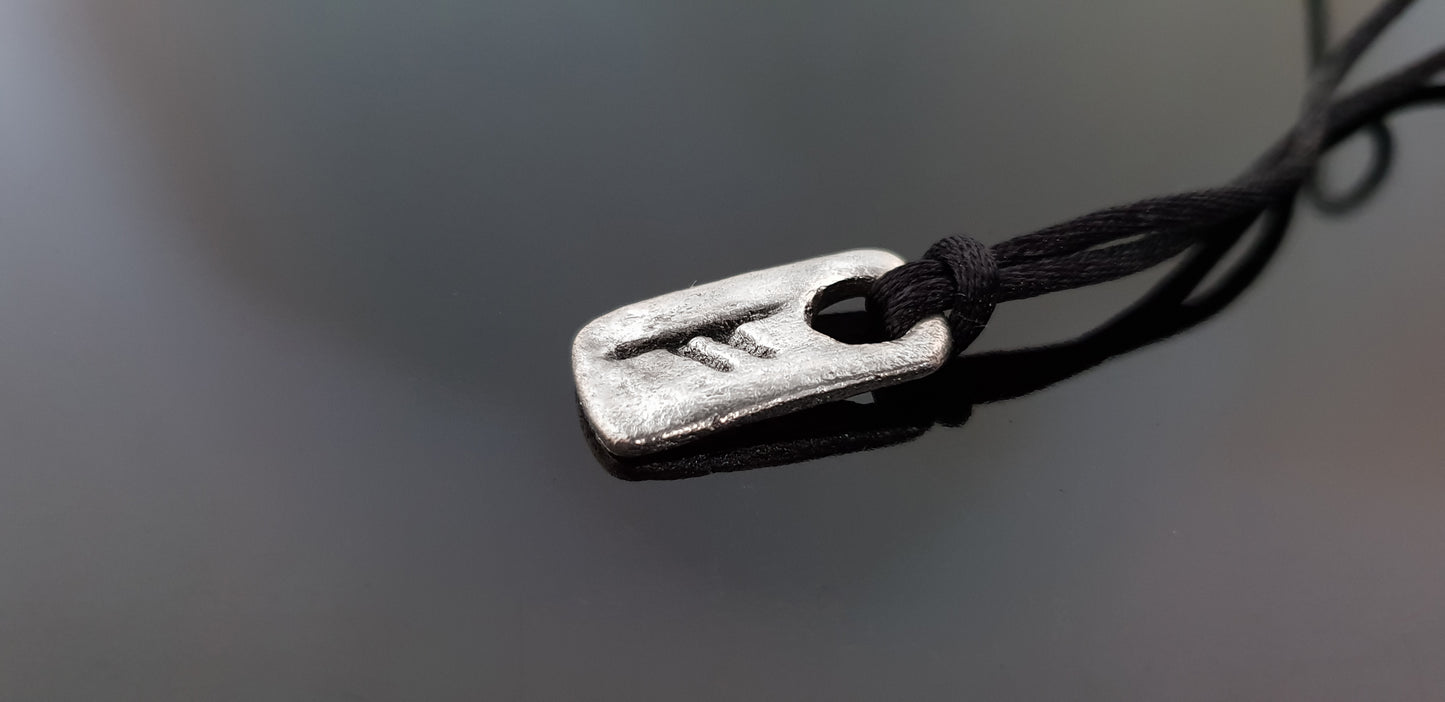 Fehu rune pendant, viking silver rune amulet. Real money amulet / charm with celtic runes