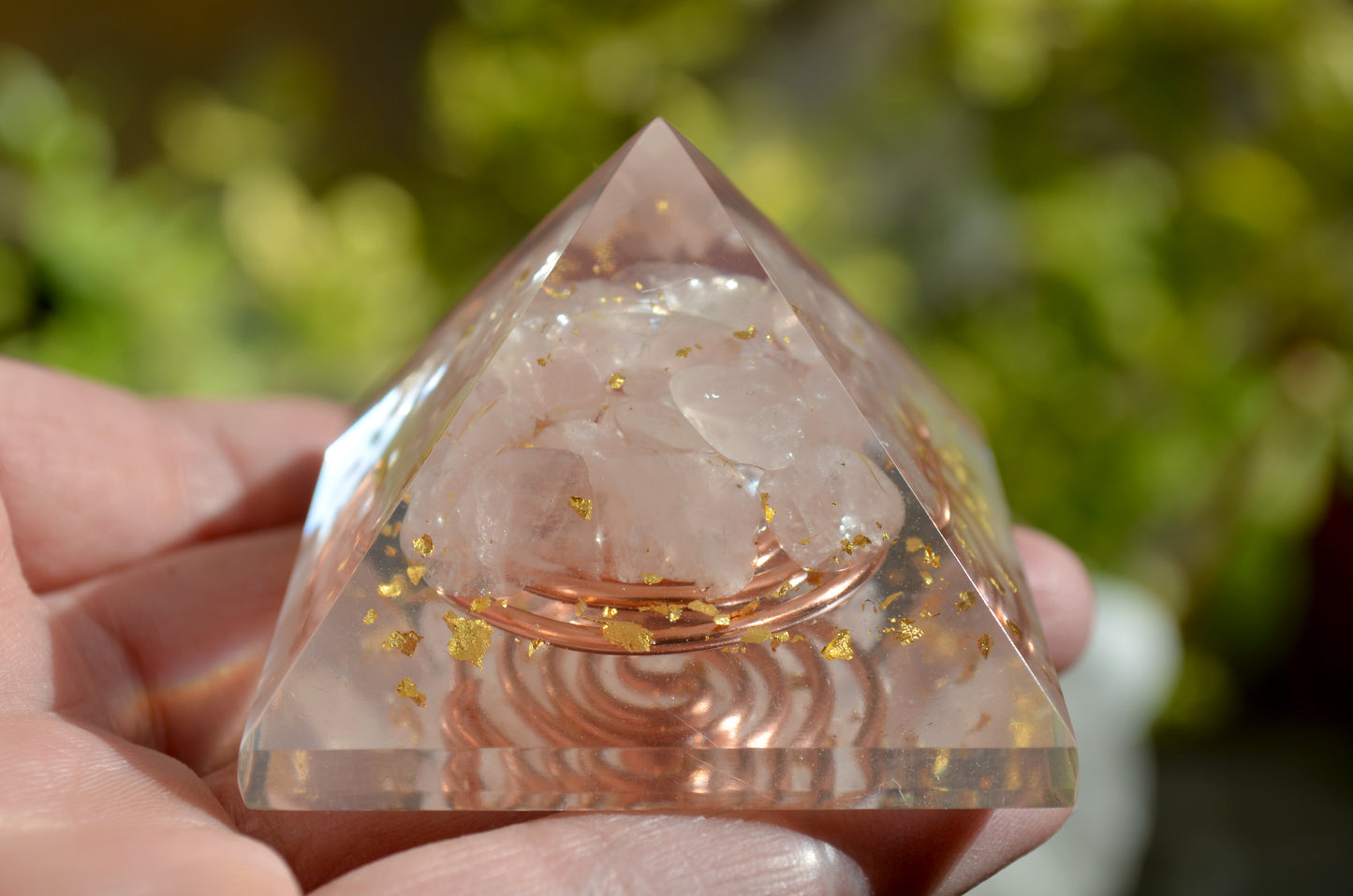 Rose quartz Orgonite orgone Pyramid - love, meditation