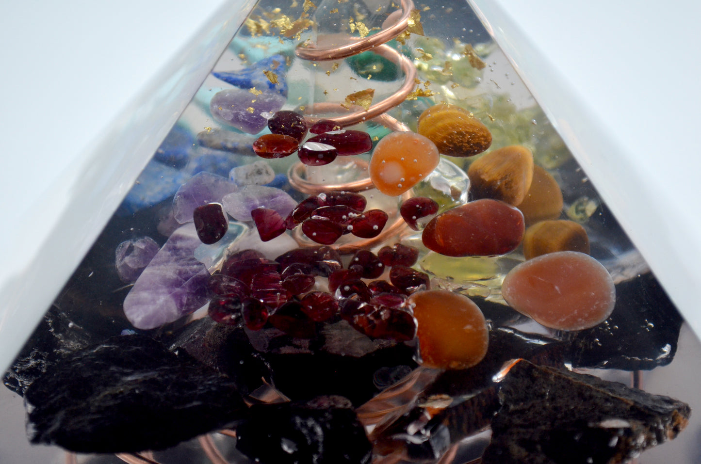 Orgonite orgone Pyramid, Money wealth and luck attraction Magnet - 7 chakra, Reiki, rainbow pyramid, money amulet, enchanted