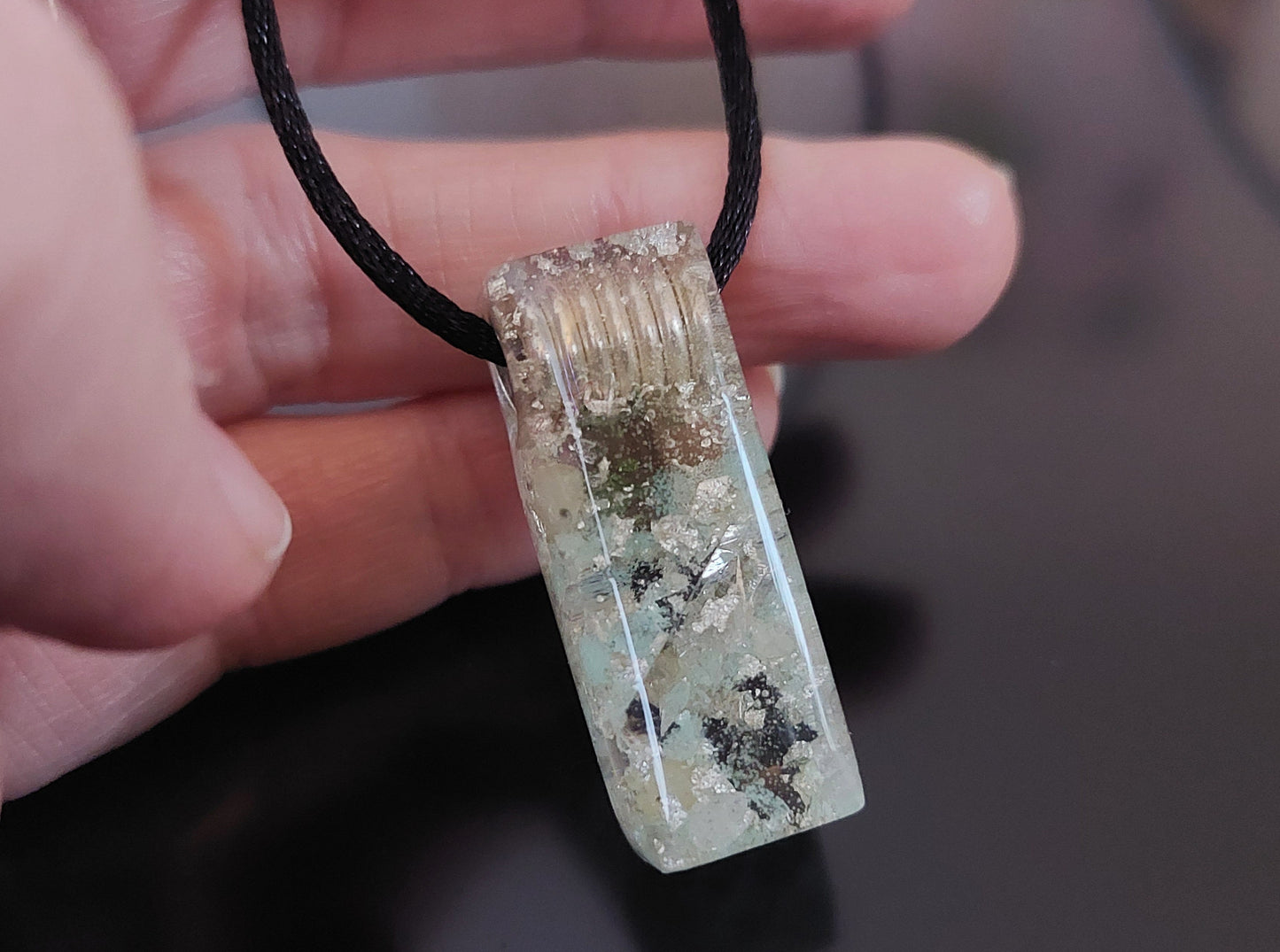 Orgonite orgone pendant, necklace - diamonds, Moldavite, Herkimer, Rhodozite, Danburite, sterling silver, high vibrations