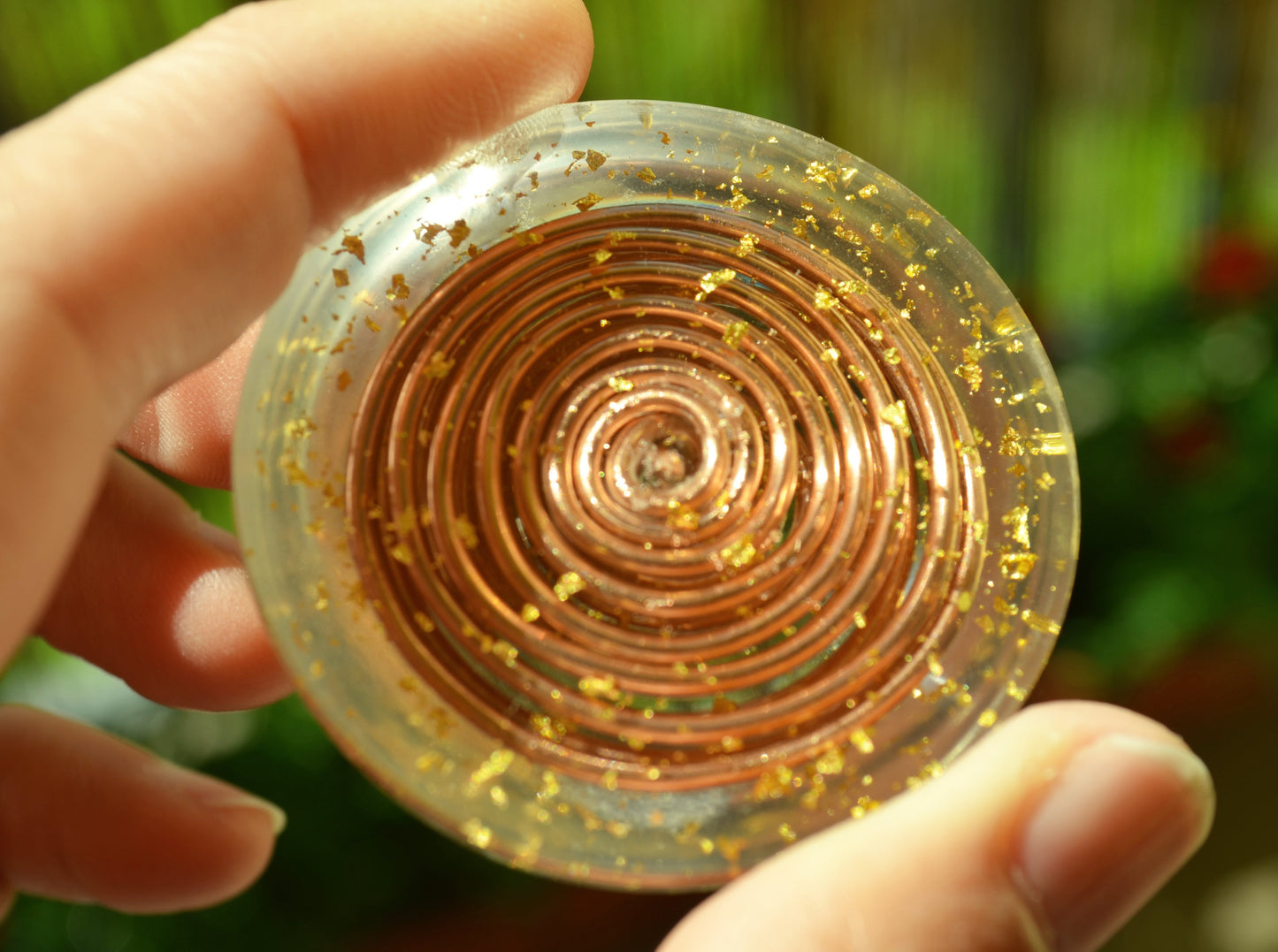 Pocket orgonite hemisphere dome with most powerful crystals combination and vortex