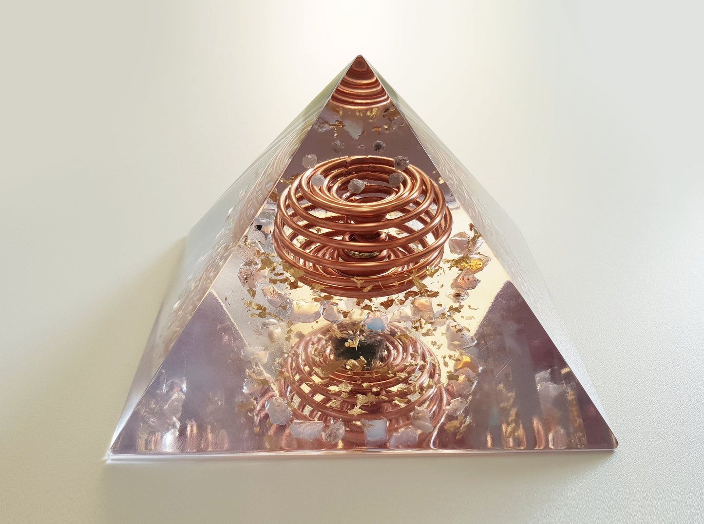 Moldavite and Opal Orgonite Orgone pyramid