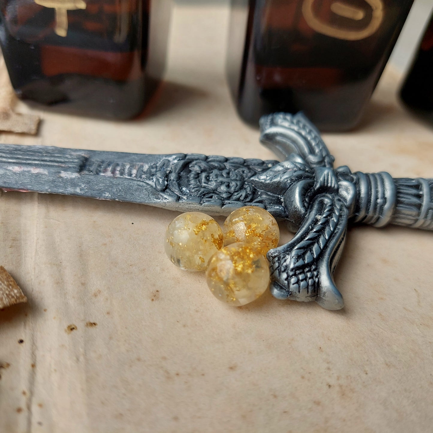 Orgonite orgone bracelet, citrine and 24k gold orgone beads, wealth lucky charm with lot of real 24k gold