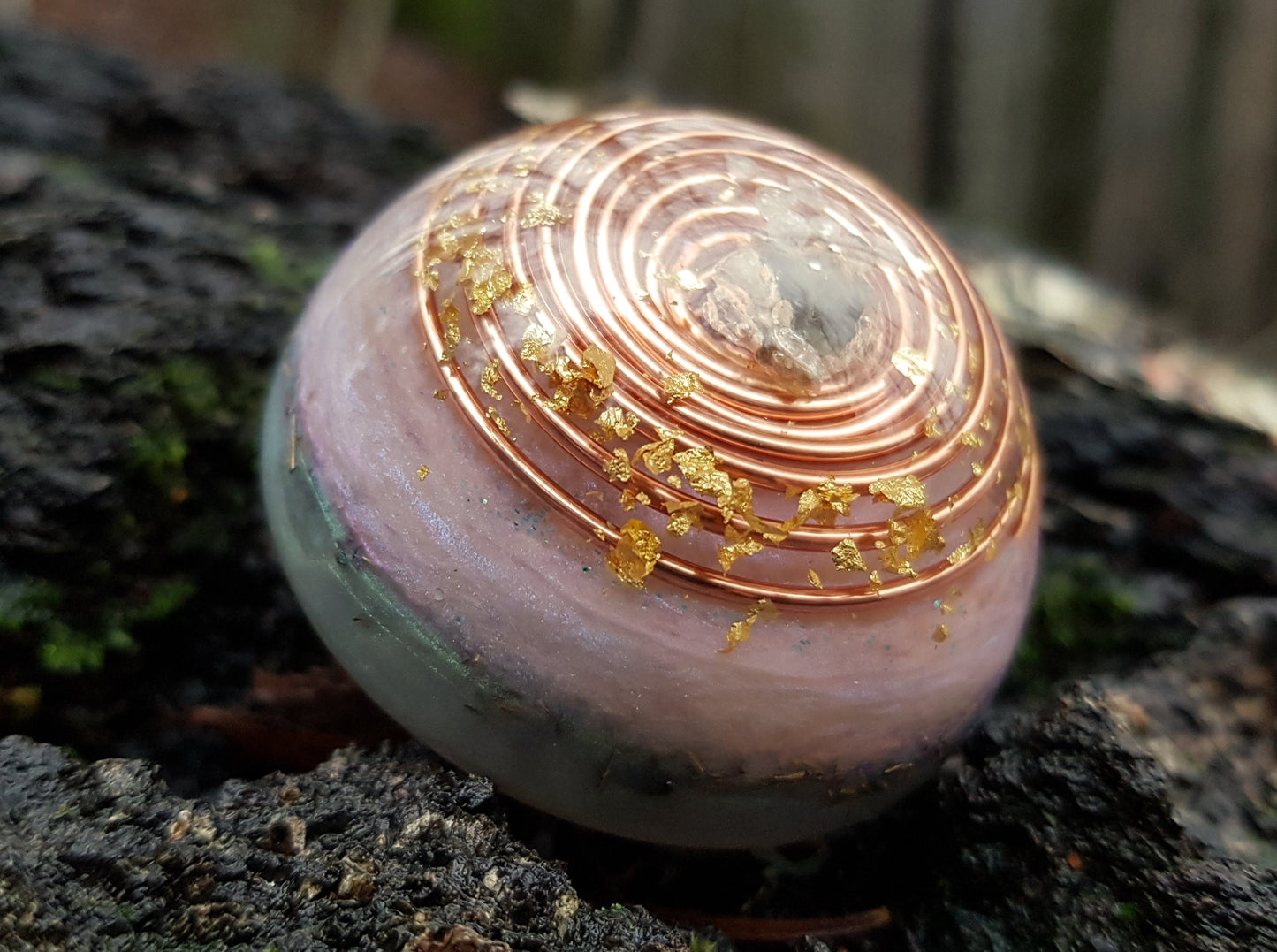 Orgonite dome, Most powerful combination, Diamonds, Herkimer, Moldavite, tourmaline, vortex, brass