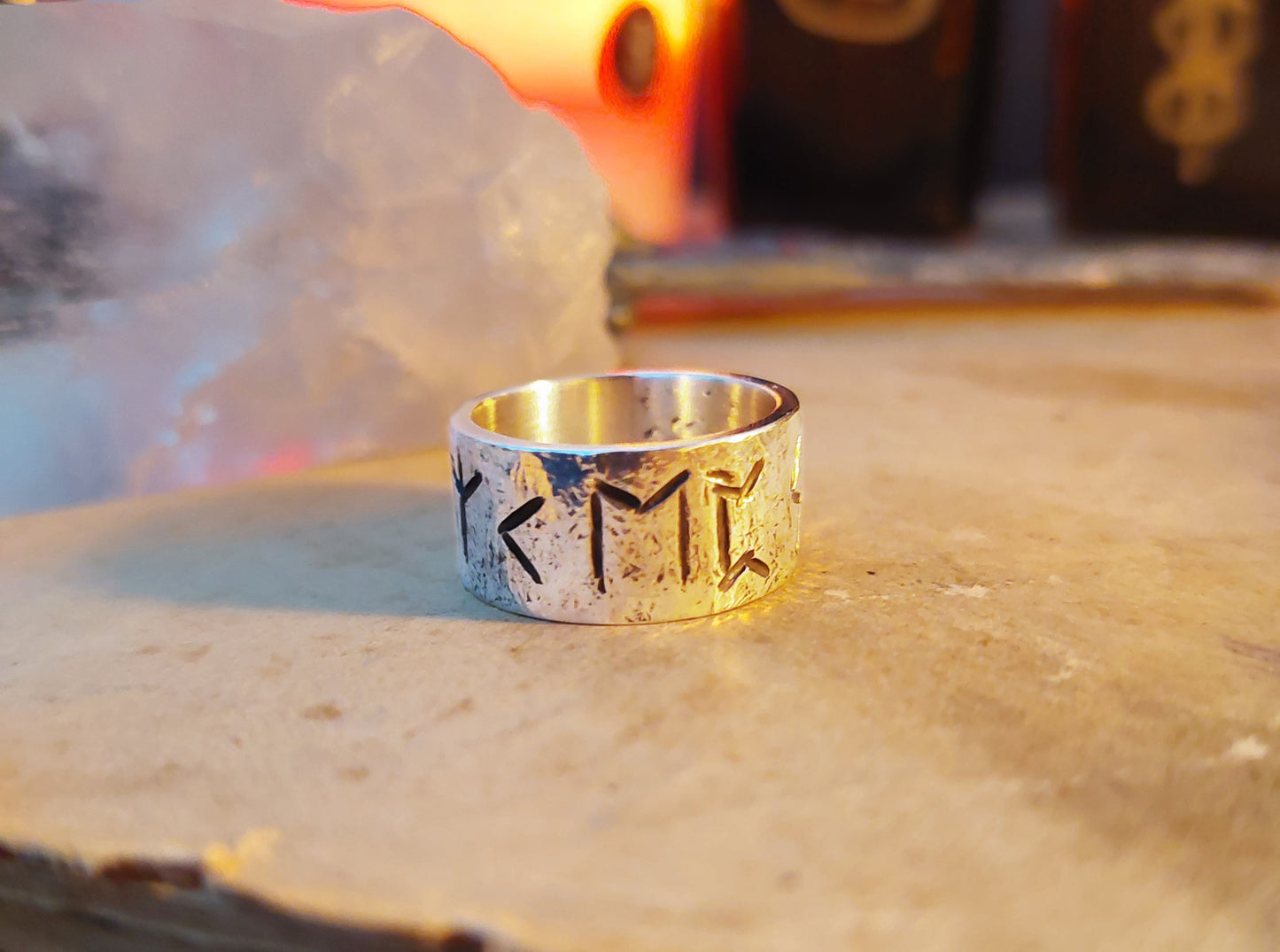 Rune ring amulet. Spiritual Growth and Protection, rustic sterling silver ring with celtic, viking runes formula.