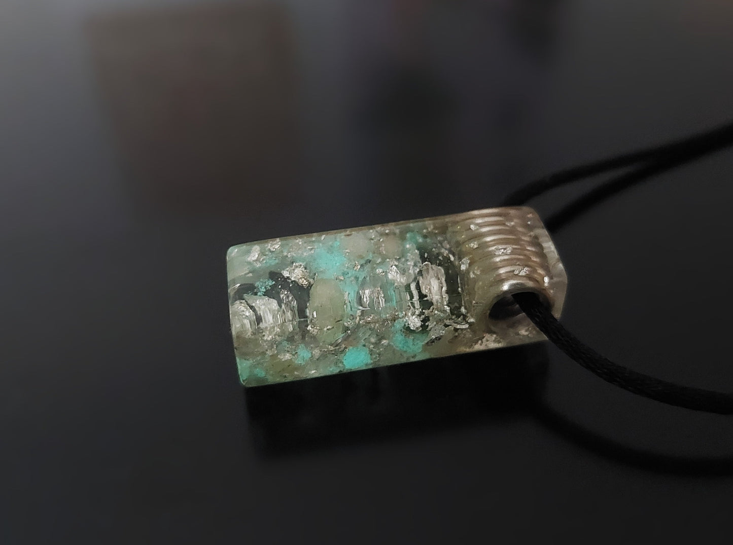 Orgonite orgone pendant, necklace - diamonds, Moldavite, Herkimer, Rhodozite, Danburite, sterling silver, glow in the dark