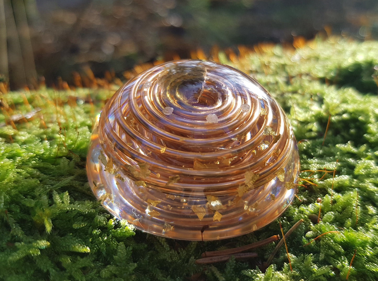 Pocket orgonite hemisphere dome with most powerful crystals combination and vortex