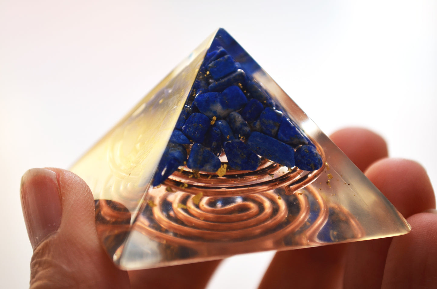 Orgonite Pyramid, Lapis Lazuli  - manifestation, protection, programmed and activated amulet charm