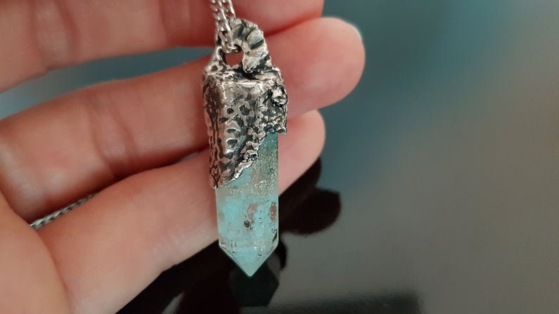 Colgante de orgonita orgón, cristales de alta vibración, 5 diamantes, Herkimer, Danburita, brillo oscuro