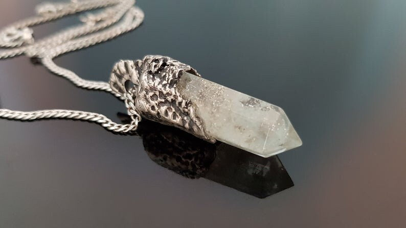 Colgante de orgonita orgón, cristales de alta vibración, 5 diamantes, Herkimer, Danburita, brillo oscuro