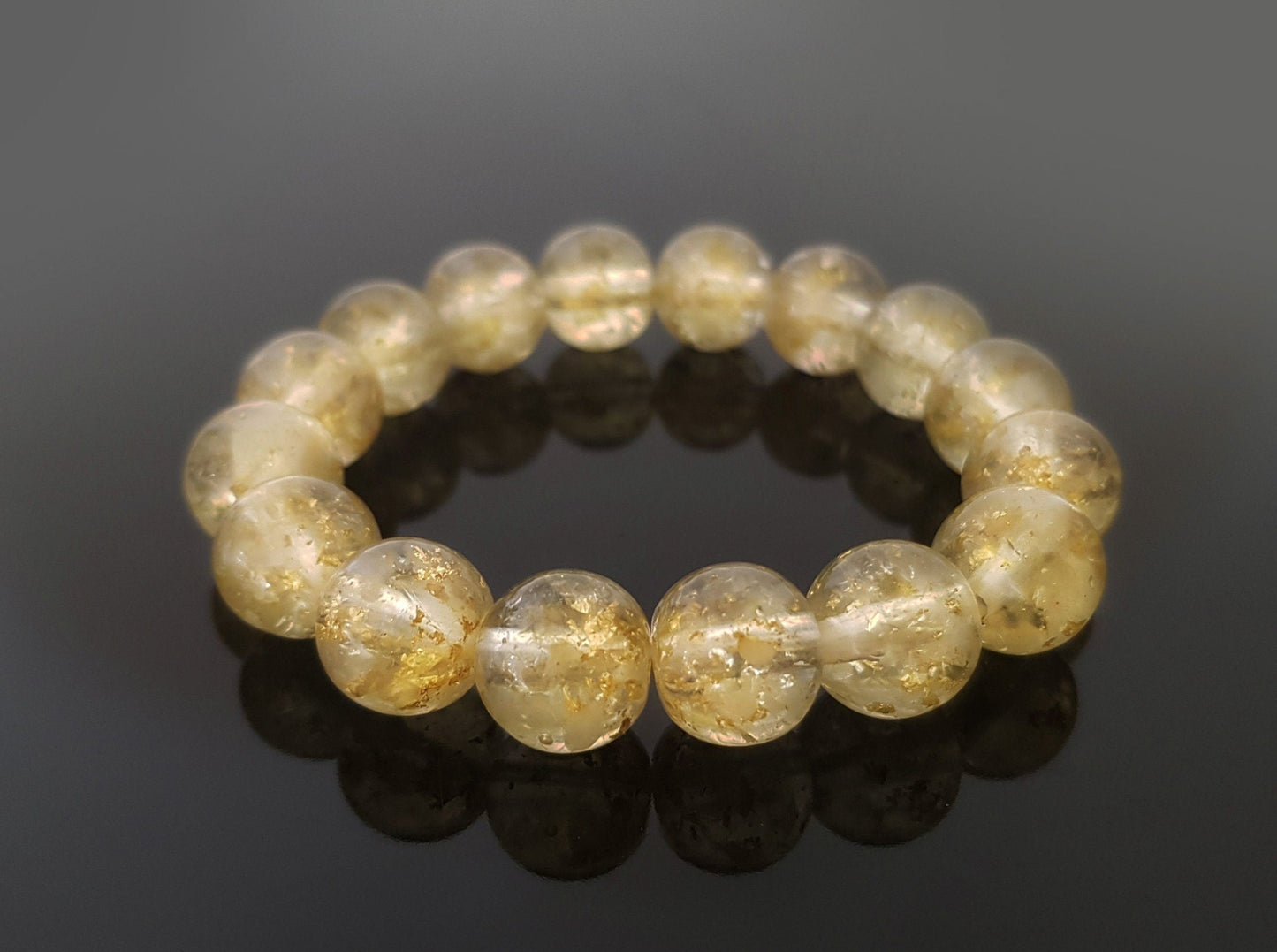 Orgonite orgone bracelet, citrine and 24k gold orgone beads, wealth lucky charm with lot of real 24k gold